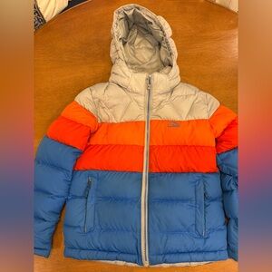 LL Bean Orange and Blue Puffer Jacket